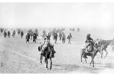 Illustration of Refugees during the Mexican Revolution, going to Marfa, Texas after the Battle of Ojinga which took place January 1-4, 1914. *Library of Congress/ Flickr Commons project, 2010.